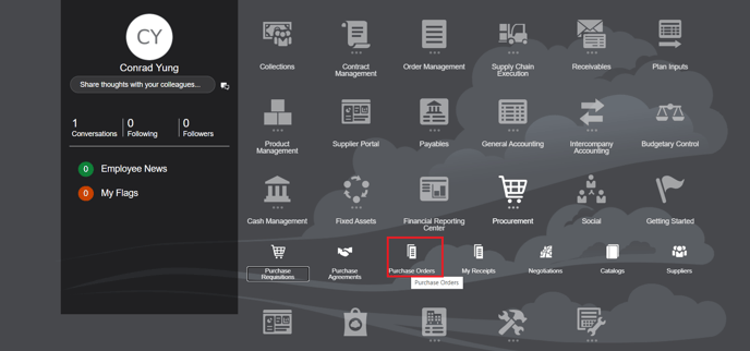 0.1. Go to Procuremet Purchase Orders
