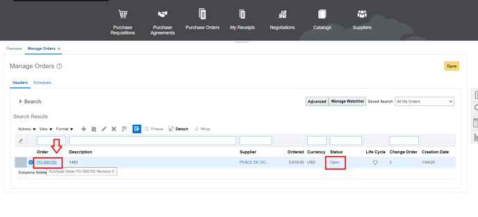 0.4. Click on the PO
