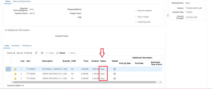 0.5. In this example is possible to see PO-000100  has 3 open lines.