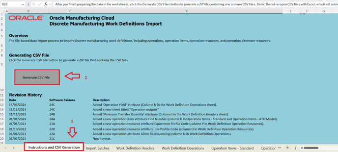 12. Then go to Instructions and CSV Generation tab and click on Generate CSV File.