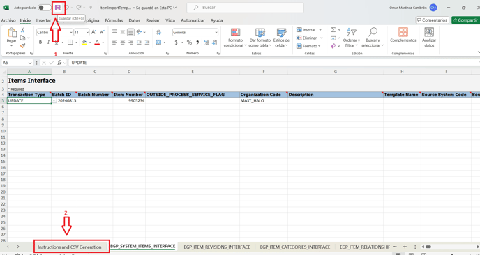 13. After checking all the previous fields click on save icon and then on Instructions and CSV Generation tab