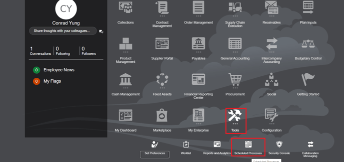 14. Now go to Tools Schedule Processes