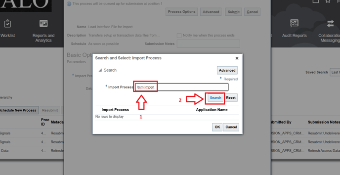 14. input item import and then click on search