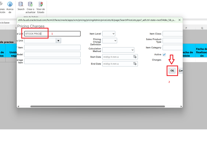 16. You will have to input again the Price List name. After that click on Ok