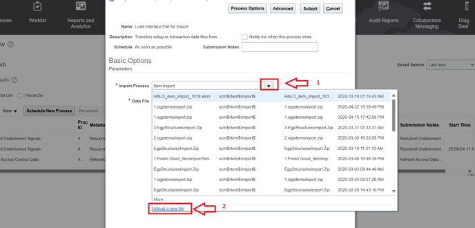 16. now in the data file field selet the more optiosn icon and then on upload a new file