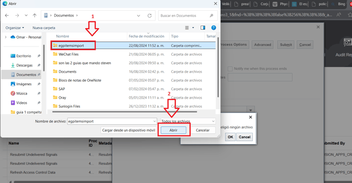 18. selet the zip fiel you created and clikc on abrir or open