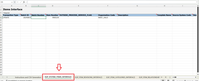 2. Go to EGP_SYSTEM_ITEMS_INTERFACE tab.