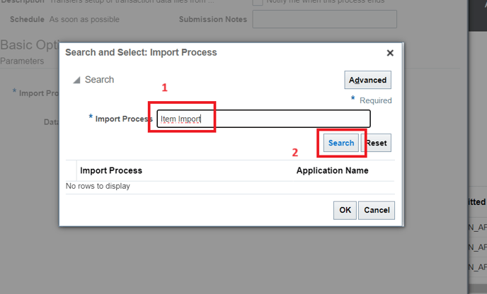 23. Input Item Import and then click on search