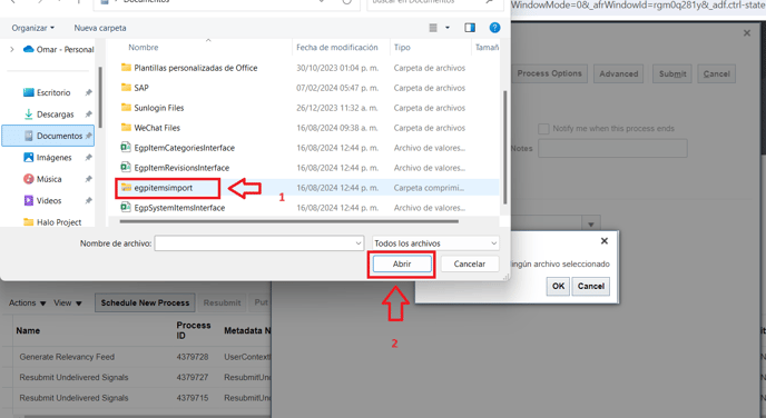 27. It will deploy a new window. Select the ZIP file and click on open or abrir