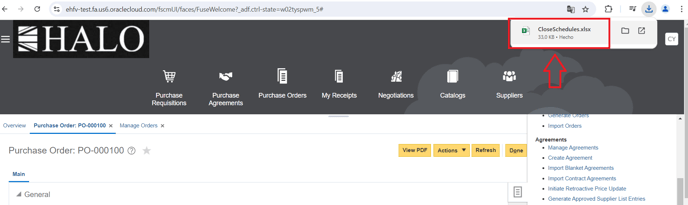3. An Excel file will be downloaded.  Open it.