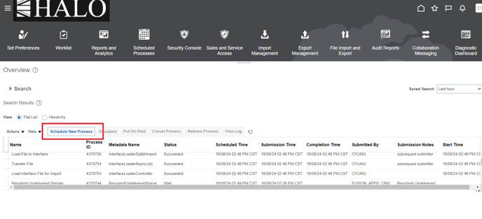 32. Now go again to Schedule New Process