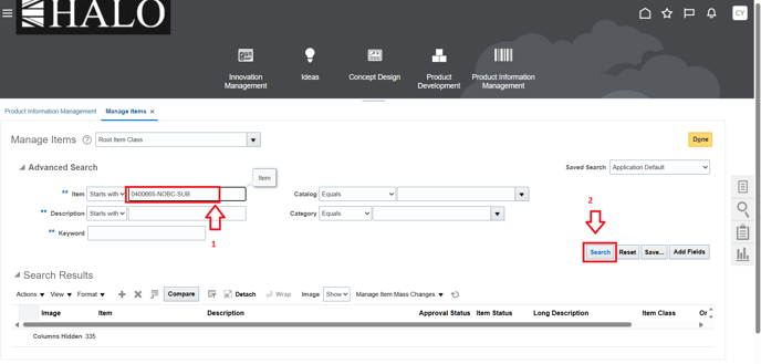 33. input item code and click on search