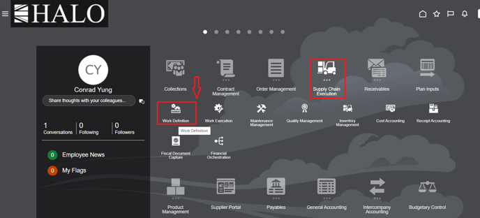 38. Now go to Supply Chain Execution Work Definition