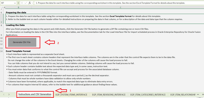 4. Go to instructions tab and click on Generate CSV file.