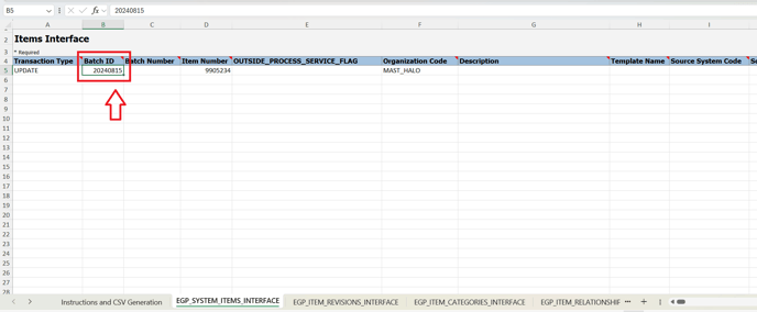 4. In Batch ID column you will have to input the corresponding information