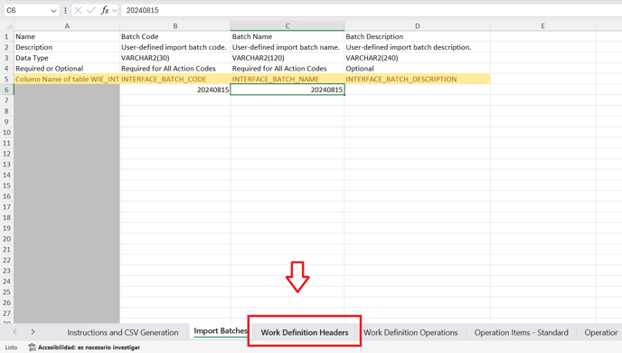 4. Now go to Work Definition Headers tab.