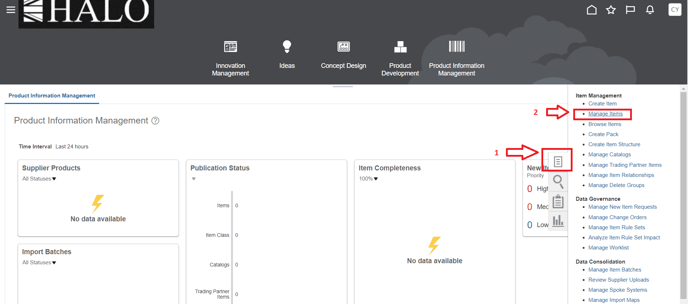 40. Click on tasks icons and after that on Manage Items option