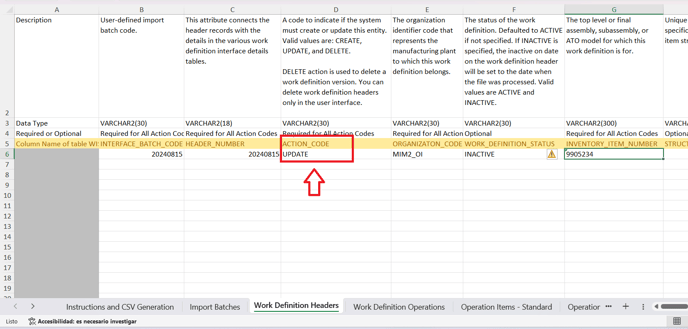 5. ACTION_CODE column has the following fixed value UPDATE.