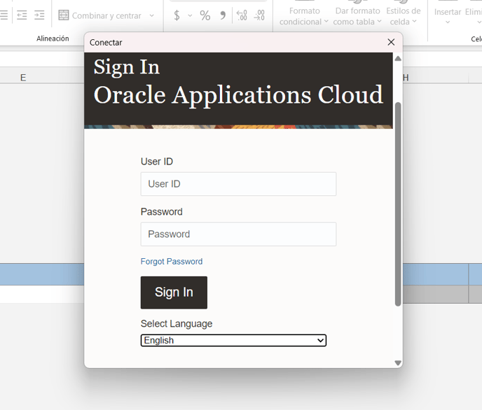 5. Input your Oracle login information.