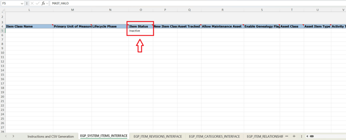 7. As i the previous column in this column, Item Status, will be a default value that you dont need to change. Inactive