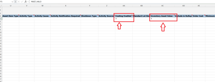 8. Costing Enabled and Inventory Asset Value columns have Y value.