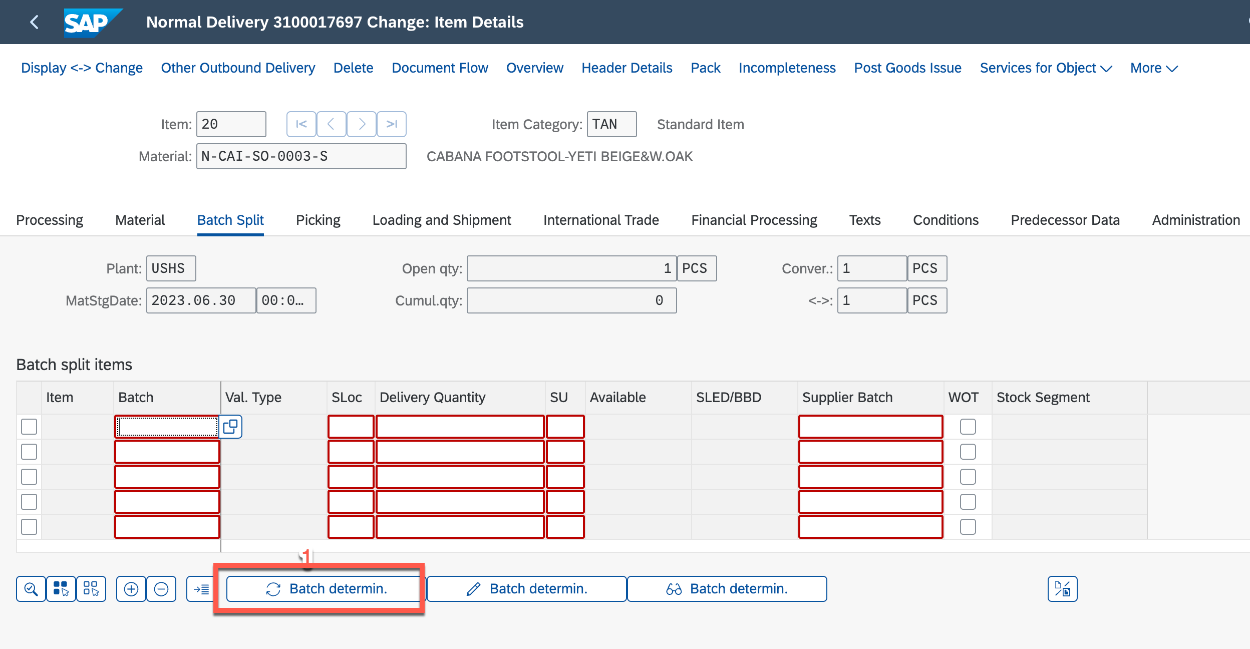 SAP SD TMS To Assign The Batch To A DN SAP SD TMS To Assign The Batch To A DN